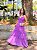 VESTIDO LONGO CHIFFON DECOTE V E CINTURA DRAPEADA SAIA BABADO LILÁS - Imagem 1