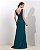 VESTIDO LONGO CREPE DE MALHA DECOTE V NÓ TRANSPASSADO AZUL MARINHO - Imagem 2