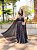 VESTIDO LONGO CHIFFON GOLA ALTA COM CAPA PRETO SHE - Imagem 1