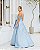 VESTIDO LONGO ZIBELINE TOMARA QUE CAIA CORPETE DRAPEADO COM FAIXA PARA AMARRAR AZUL SERENITY - Imagem 4