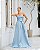 VESTIDO LONGO ZIBELINE TOMARA QUE CAIA CORPETE DRAPEADO COM FAIXA PARA AMARRAR AZUL SERENITY - Imagem 1