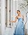 VESTIDO LONGO ZIBELINE TOMARA QUE CAIA CORPETE DRAPEADO COM FAIXA PARA AMARRAR AZUL SERENITY - Imagem 3