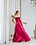 VESTIDO LONGO ZIBELINE TOMARA QUE CAIA CORPETE DRAPEADO COM FAIXA PARA AMARRAR FUCSIA - Imagem 2