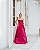 VESTIDO LONGO ZIBELINE TOMARA QUE CAIA CORPETE DRAPEADO COM FAIXA PARA AMARRAR FUCSIA - Imagem 1