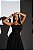 VESTIDO LONGO MICROTULE C/ GLITTER TOMARA QUE CAIA COM AMARRAÇÃO SAIA COM BABADOS PRETO - Imagem 2