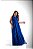 VESTIDO LONGO MICROTULE UM OMBRO SO COM AMARRAÇÃO BABADO SAIA ASSIMETRICO AZUL ROYAL - Imagem 1