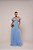 VESTIDO LONGO MICROTULE ESTILO CORPETE COM ALÇA BUFANTE AZUL SERENITY - Imagem 1