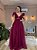 VESTIDO LONGO MICROTULE ESTILO CORPETE COM ALÇA BUFANTE MARSALA - Imagem 2