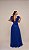 VESTIDO LONGO MICROTULE ESTILO CORPETE COM ALÇA BUFANTE AZUL ROYAL - Imagem 2