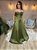 VESTIDO LONGO ZIBELINE TOMARA QUE CAIA CORPETE DRAPEADO COM FAIXA PARA AMARRAR VERDE OLIVA - Imagem 1