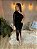 VESTIDO LONGO EM PAETE UM OMBRO SO COM DETALHE FLOR PRETO - Imagem 2