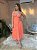 VESTIDO MIDI FLUIDO BABADO DECOTE V COM DETALHE SAIA BABADO FLUIDO LARANJA - Imagem 1