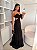 VESTIDO LONGO CHIFFON TAMARA QUE CAIA COM FLOR PRETO RECORTE LATERAL JML - Imagem 1