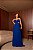 VESTIDO LONGO CHIFFON TAMARA QUE CAIA COM FLOR AZUL ROYAL RECORTE LATERAL JML - Imagem 2