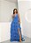 VESTIDO LONGO CREPE DECOTE V SAIA BABADOS E FENDA AZUL SERENITY - Imagem 1