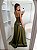 VESTIDO LONGO PRADA TOMARA QUE CAIA DRAPEADO E RECORTE NO BUSTO COM FENDA VERDE OLIVA - Imagem 3