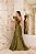 VESTIDO LONGO ZIBELINE UM OMBRO SÓ E FENDA COM BABADO VERDE OLIVA - Imagem 3