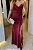 VESTIDO LONGO PRADA COM ELASTANO TOMARA QUE CAIA DECOTE V DRAPEADO E FENDA MARSALA - Imagem 1