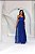 VESTIDO LONGO MICROTULE ESTILO CORPET DETALHE TRANCINHA CINTURA AZUL ROYAL - Imagem 1