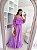 VESTIDO LONGO CHIFON BABADOS BUSTO MEIA MANGA E ALÇA FINA JML LILAS - Imagem 1
