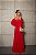 VESTIDO LONGO CHIFON BABADOS BUSTO MEIA MANGA E ALÇA FINA JML VERMELHO - Imagem 1
