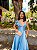 VESTIDO LONGO ZIBELINE DECOTE V ALCINHA COM FLOR REMOVÍVEL AZUL SERENITY - Imagem 1