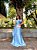VESTIDO LONGO ZIBELINE UM OMBRO SÓ E FENDA COM BABADO AZUL SERENITY - Imagem 1