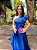 VESTIDO LONGO ZIBELINE UM OMBRO SÓ E FENDA COM BABADO AZUL ROYAL - Imagem 2