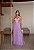 VESTIDO LONGO MICROTULE ESTILO CORPET DETALHE TRANCINHA CINTURA LILAS - Imagem 1