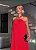 VESTIDO LONGO CREDE FRENTE ÚNICA DETALHE ARGOLA VERMELHO - Imagem 1