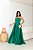 VESTIDO LONGO ZIBELINE TOMARA QUE CAIA FAIXA ACINTURADA E FENDA VERDE ESMERALDA - Imagem 3
