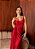 VESTIDO LONGO PRADA COM ELASTANO DECOTE V VAZADO LATERAL COM DETALHE FAIXA E BRILHO MARSALA - Imagem 2