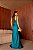 VESTIDO LONGO PRADA COM ELASTANO DECOTE V VAZADO LATERAL COM DETALHE FAIXA E BRILHO VERDE ESMERALDA - Imagem 3