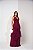 VESTIDO LONGO MICROTULE ALÇA FINA SAIA COM BABADO EM CAMADAS MARSALA - Imagem 1