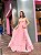 VESTIDO LONGO CHIFFON DECOTE V ALCINHA BABADO VERTICAL E FAIXA ROSE - Imagem 1