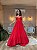 VESTIDO LONGO LINHO BUSTO MARCADO ALCINHA AMARRAÇÃO VERMELHO - Imagem 1