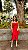 VESTIDO MIDI TRILOBAL ALÇA BRILHO DECOTE DETALHE DRAPEADO E SAIA FAIXA VERMELHO - Imagem 2
