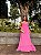VESTIDO LONGO CHIFFON TOMARA QUE CAIA DETALHE EM V ROSA CHICLETE - Imagem 1