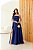 VESTIDO LONGO ZIBELINE TOMARA QUE CAIA FAIXA ACINTURADA E FENDA AZUL ROYAL - Imagem 1