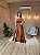 VESTIDO LONGO ZIBELINE TOMARA QUE CAIA FAIXA ACINTURADA E FENDA MARRON - Imagem 1