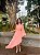 VESTIDO MIDI ASSIMÉTRICO CHIFFON UM OMBRO SÓ MANGA LONGA DETALHE NO PESCOÇO CORAL - Imagem 1