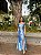 VESTIDO LONGO TRILOBAL OMBRO A OMBRO DETALHE CAMADA E BABADO AZUL SERENITY - Imagem 1