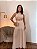 CONJUNTO CHIFFON TOP FRENTE UNICA AMARRAÇÃO DETALHES DE ARGOLA ESTAMPA DOURADO NUDE - Imagem 1