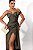 VESTIDO LONGO ACETINADO ESTILO CORPETE BUSTO ESTRUTURADO FENDA LATERAL VERDE OLIVA LA - Imagem 3