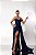 VESTIDO LONGO ACETINADO ESTILO CORPETE BUSTO ESTRUTURADO FENDA LATERAL AZUL MARINHO LA - Imagem 1