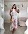 VESTIDO CHIFFON DE SEDA GOLA ALTA COM ESTAMPA NA COR BRANCA - Imagem 1