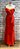 VESTIDO LONGO TRILOBAL OMBRO A OMBRO DETALHE CAMADA E BABADO LARANJA - Imagem 1