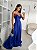 VESTIDO LONGO PRADA TOMARA QUE CAIA DRAPEADO E RECORTE NO BUSTO COM FENDA AZUL ROYAL - Imagem 1
