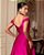 VESTIDO LONGO ZIBELINE OMBRO COM ALCINHA PEITO DRAPEADO COM FENDA  FUCSIA - Imagem 2