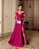 VESTIDO LONGO ZIBELINE OMBRO COM ALCINHA PEITO DRAPEADO COM FENDA  FUCSIA - Imagem 1